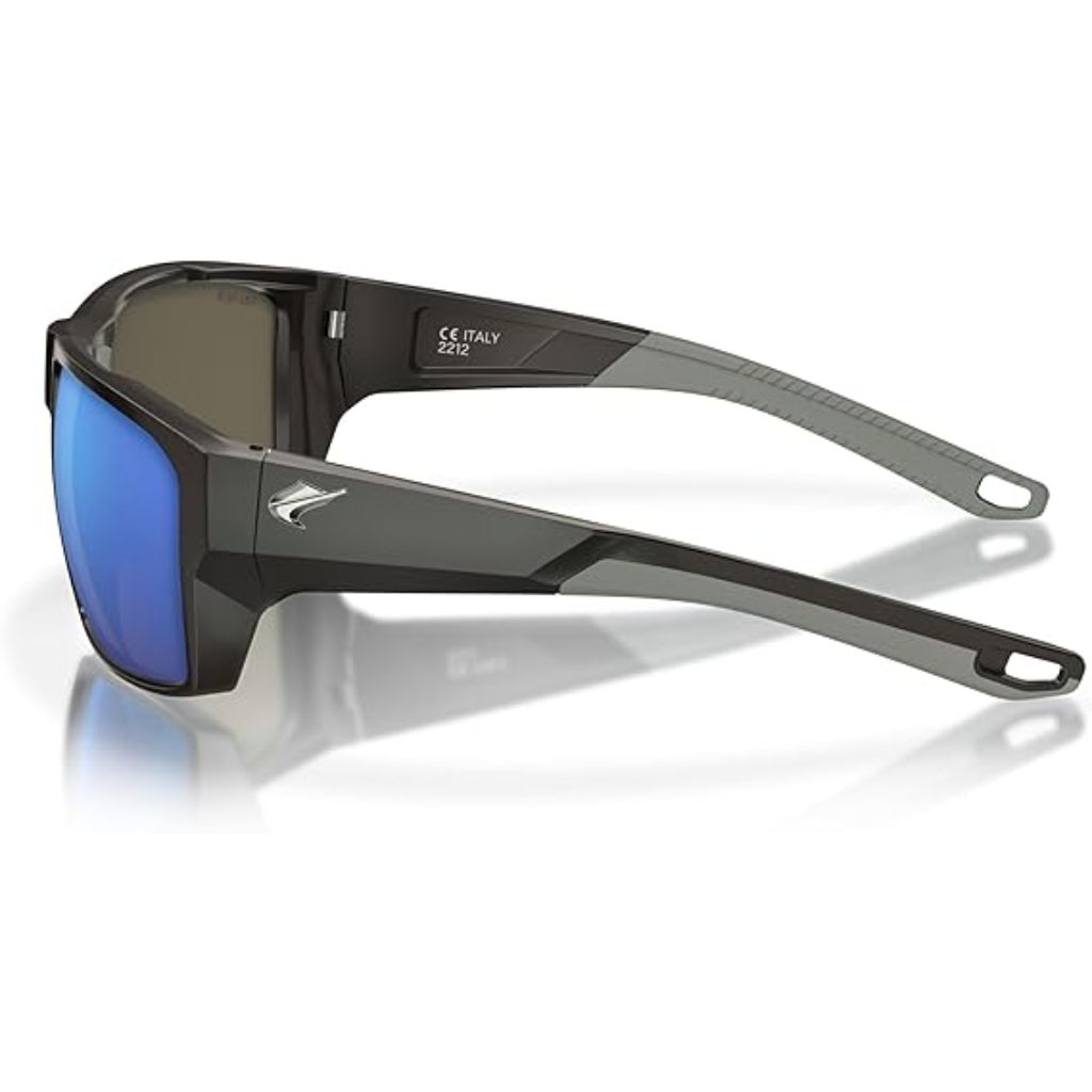 Fin-Nor Bouncer Sunglasses - Matte Black Frame/Blue Mirror Gray Glass Lens