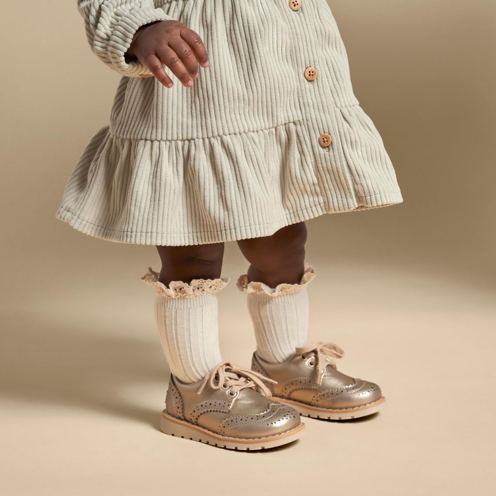 SZ 11Y, Modern Moments by Gerber Baby Girls' Oxfords, Platinum