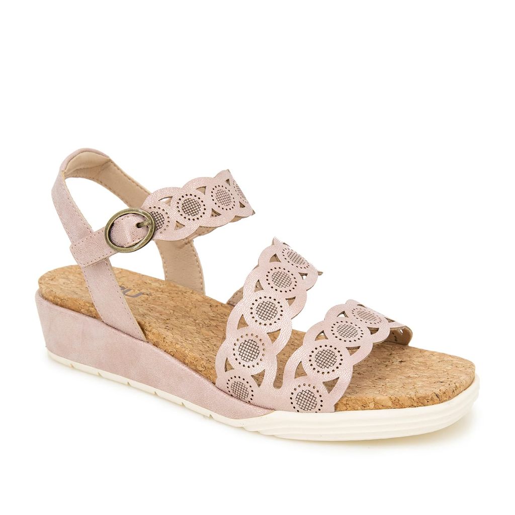 JBU Winona Women's Comfort Casual Fashion 3 Band Sandal, Blush Shimmer - 11