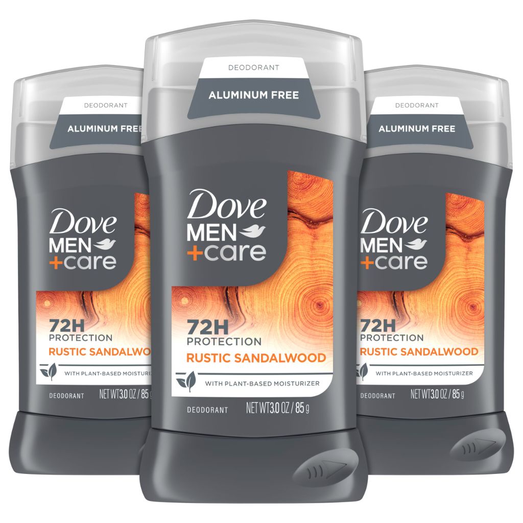 DOVE MEN + CARE Aluminum Free Deodorant Stick - Rustic Sandalwood, 3oz (3 Pack)