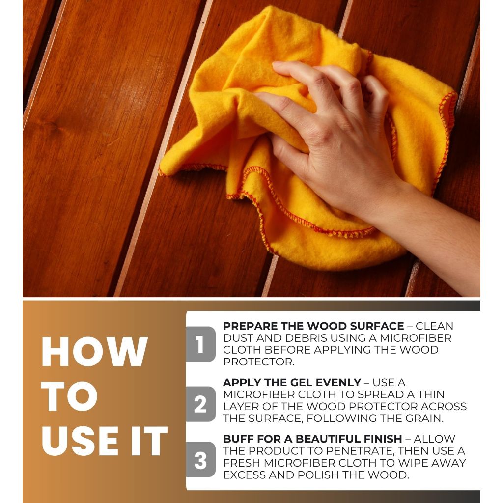 Orange Scent Wood Protector Gel 16 oz Bundle with Microfiber Cloth - Wood Wax Conditioner & Polisher for Furniture - Kitchen Cabinet Restorer - Butcher Block Finish - (3 Items)