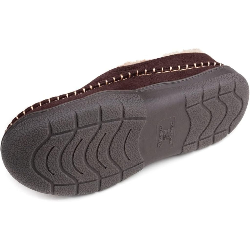 Feetfreein Men’s Slip-On Moccasin Slippers, Warm Winter Microsuede House Shoes with Memory Foam, Indoor and Outdoor Loafer Style, Coffee, 9-10
