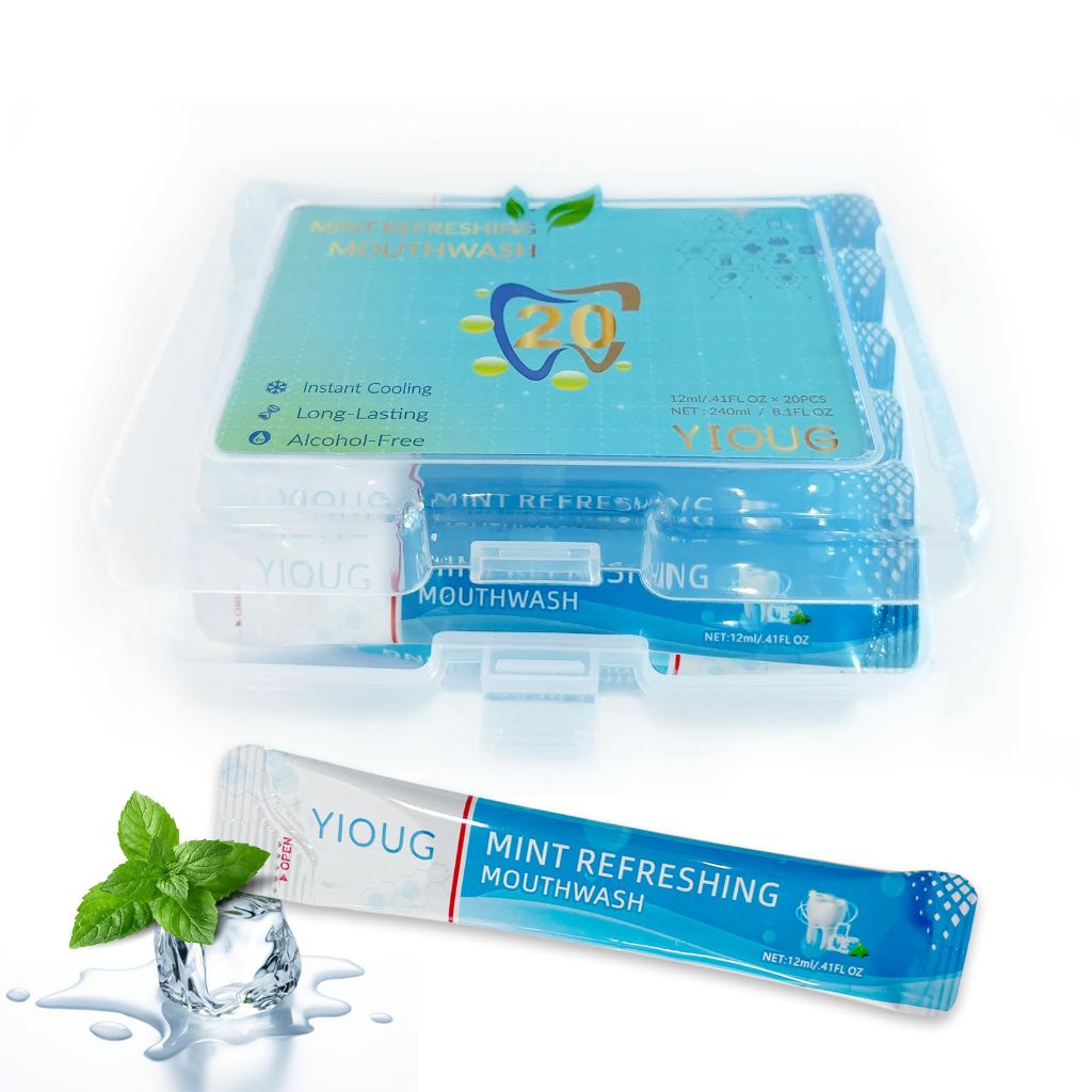 YIOUG Portable Travel Mouthwash Packets | 20 Ct | Mint Flavor
