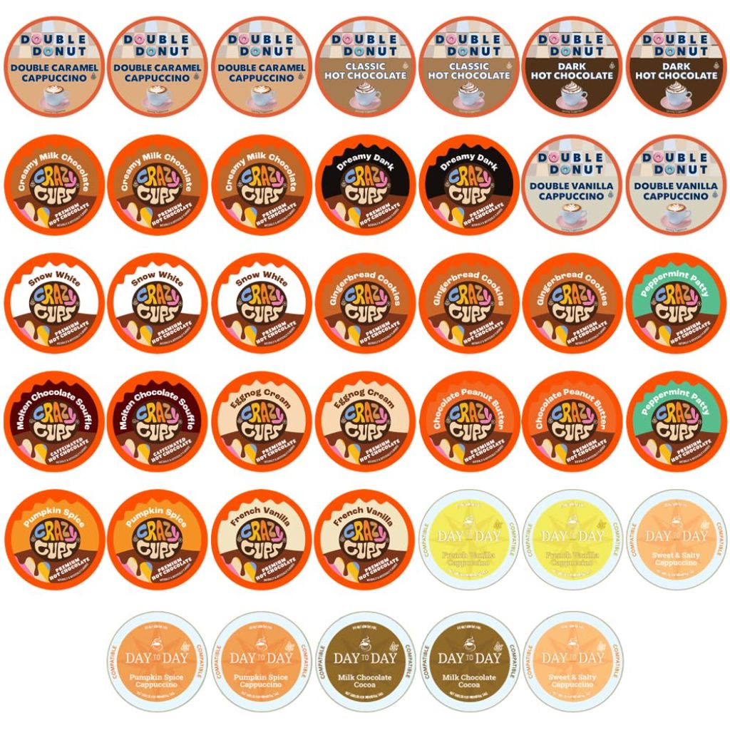 Crazy Cups Cappuccino & Hot Chocolate Variety Pack, Gift Set for Keurig K Cup Machines, 40 Count