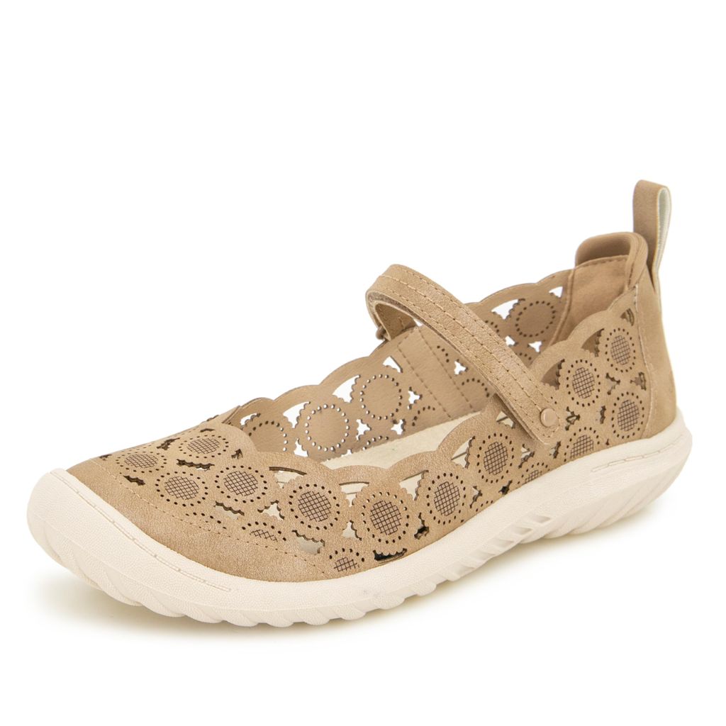 JBU Anne Women's Comfort Mary Jane Flats - Taupe Shimmer, Size 8