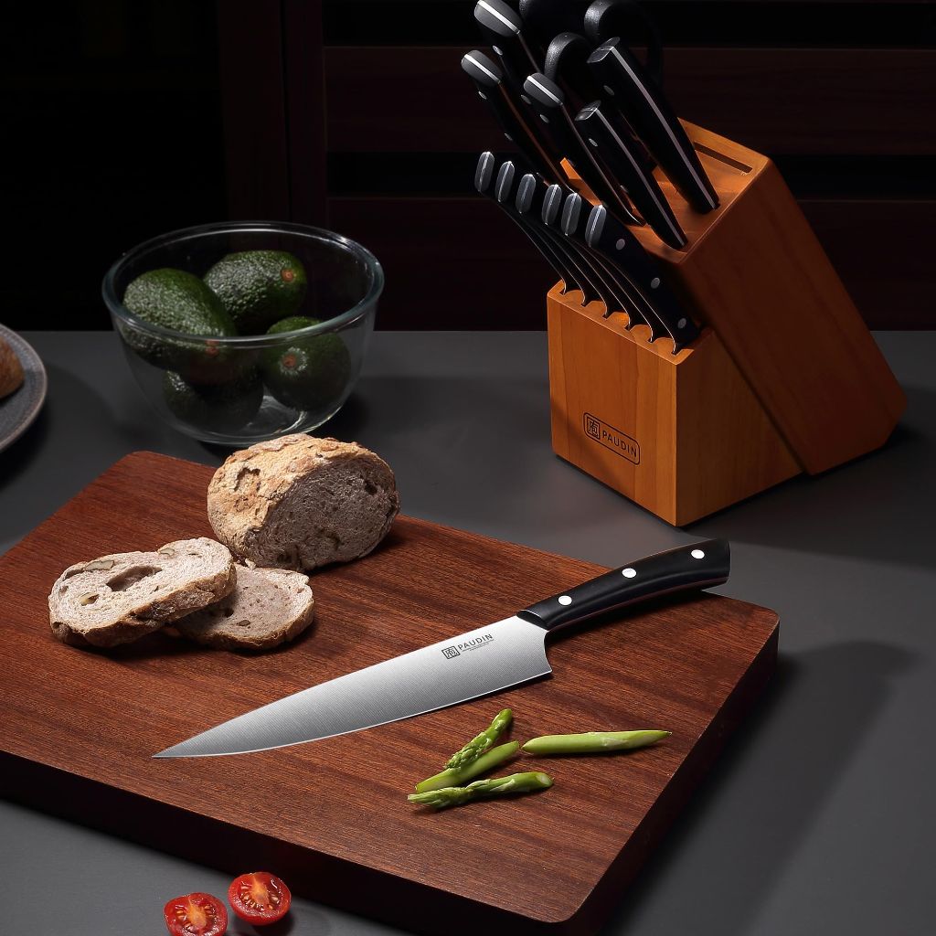 PAUDIN Knife Block Set, 15-Piece Knife Set with Block