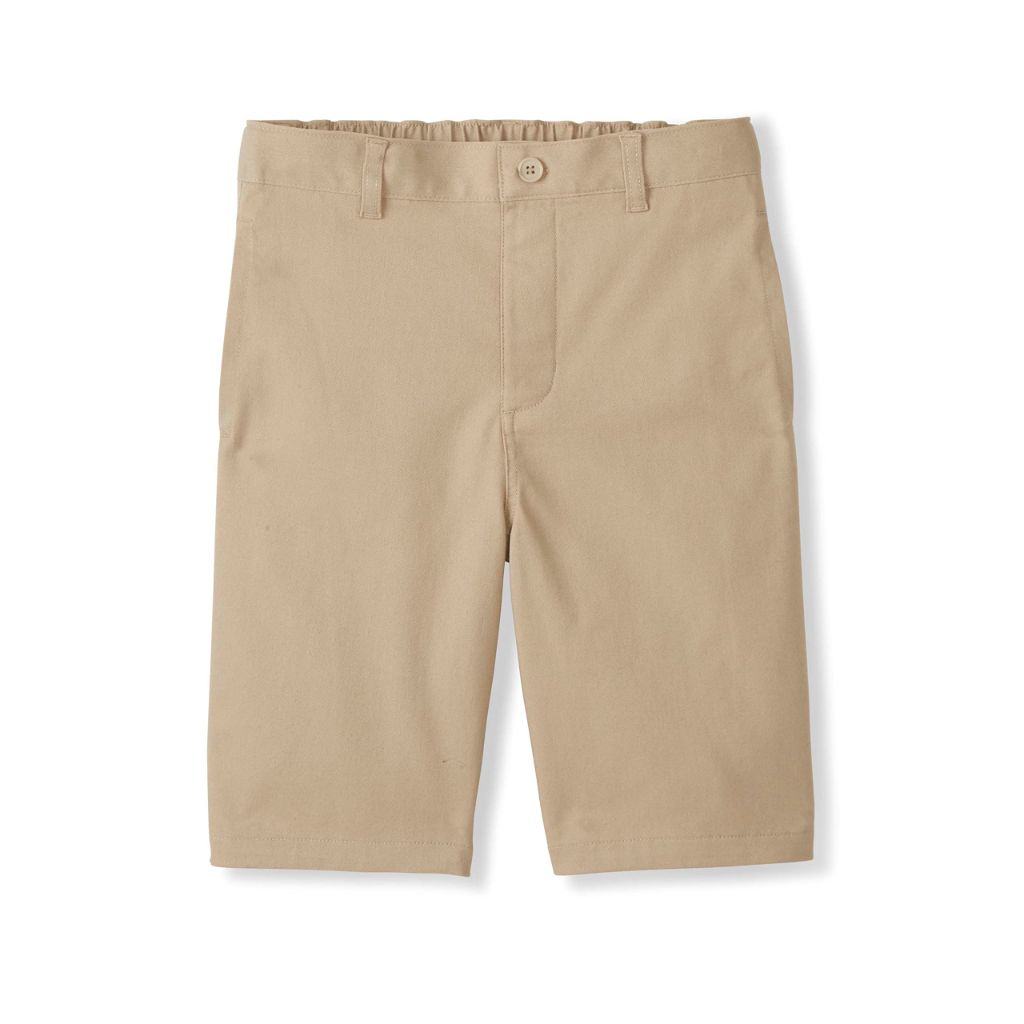 SZ 8, French Toast Boys Adaptive Flat Front Shorts with Hook and Loop Closure and Elastic Waist, Khaki