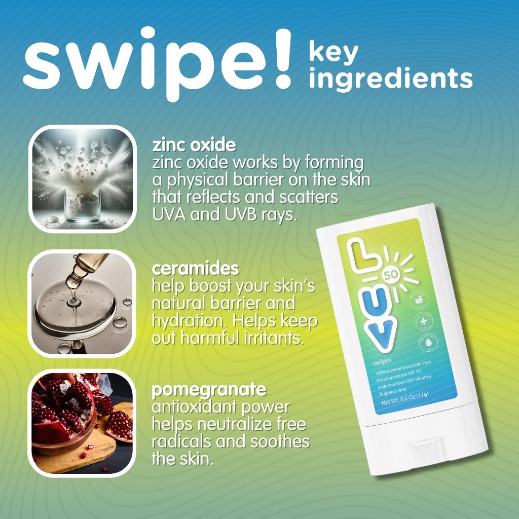 L-UV swipe! SPF 50 Mineral Sunscreen Stick - 0.6oz