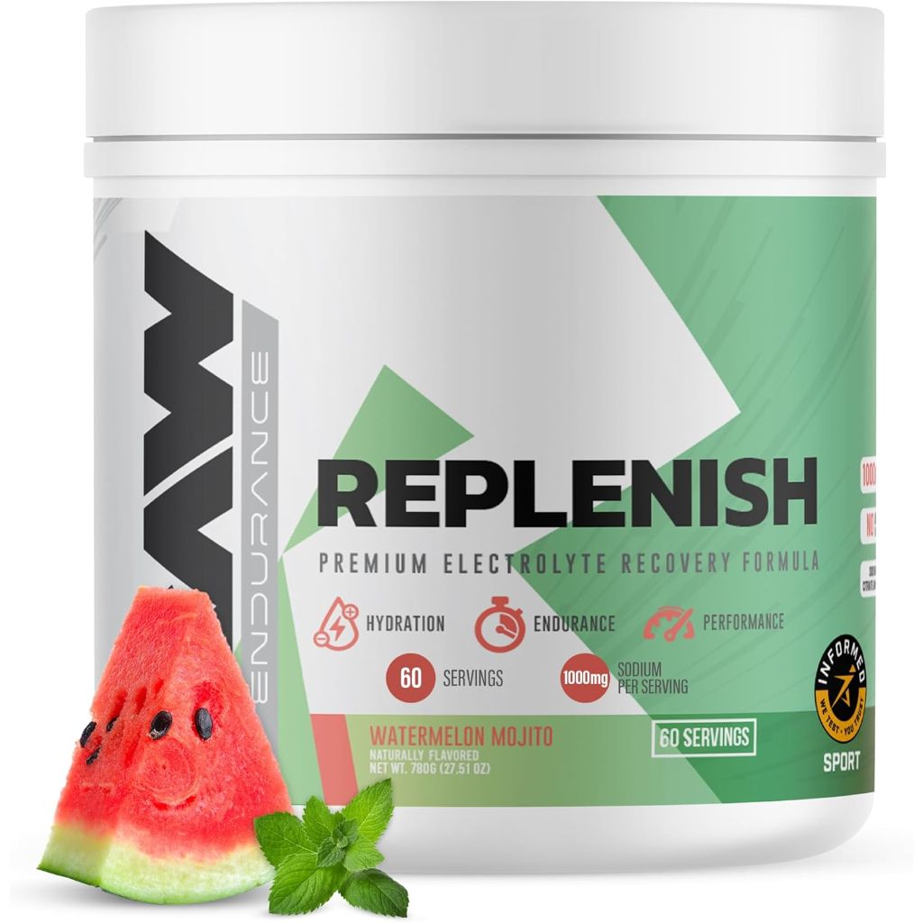 Raw Nutrition Replenish Premium Electrolyte Recovery Powder - Watermelon Mojito, 60svgs.