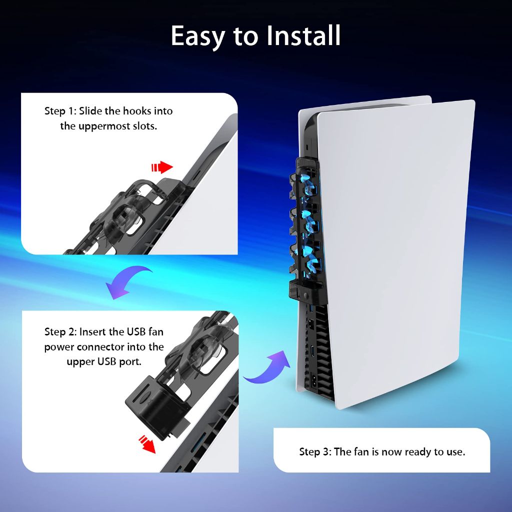 NexiGo PS5 Accessories Cooling Fan [Auto On/Off] with LED Light