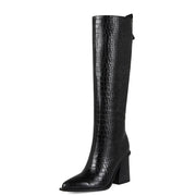SZ 8.5, YYBYYB Black Boots for Women Knee High Tall Boots | Sexy Crocodile