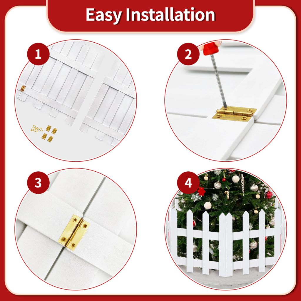 16" Extra Tall Christmas Tree Fence,10PCS Heavy Duty Wooden Baby Gate Around Christmas Tree Gate,Thickened White Picket Fence Barrier for Dogs,Cats&Kids,Tree Fence Border Decoration