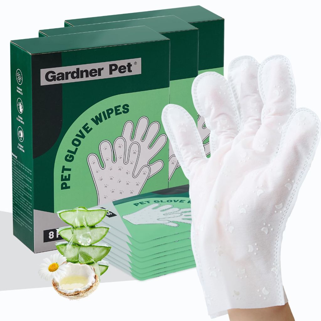Gardner Pet Extra Thick Pet Glove Wipes for Dogs and Cats, Unscented 24 PCS