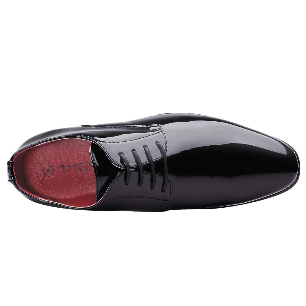 Bruno Marc Men's Faux Patent Leather Tuxedo Dress Shoes Classic Lace-up Formal Oxford,Size 13,Black