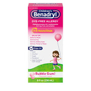 Benadryl Children’s Dye-Free Allergy Relief Liquid, Bubble Gum, 8 fl.