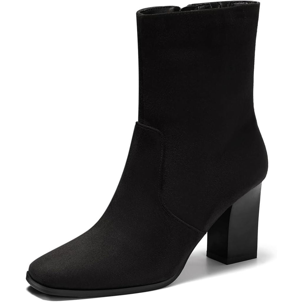 SZ 11, Coutgo Women's Chunky Block Side Zipper Ankle Boots