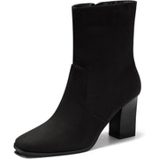 SZ 11, Coutgo Women's Chunky Block Side Zipper Ankle Boots