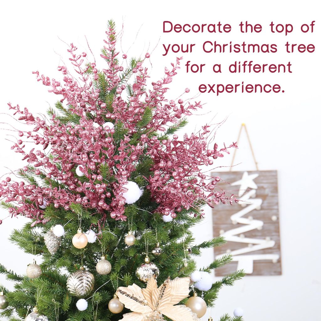 24 Pack Christmas Tree Decorations Picks and Sprays (Pink-A)