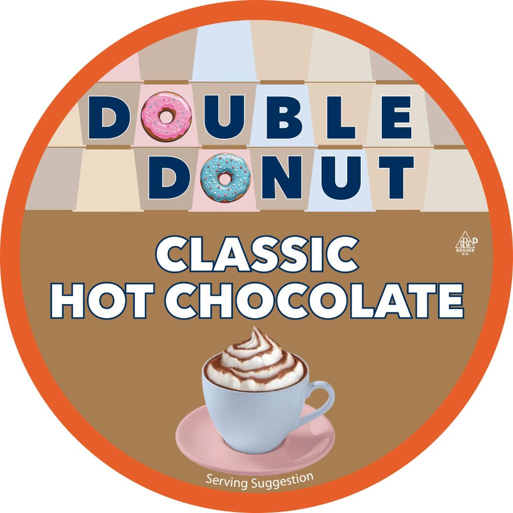 Double Donut Hot Chocolate Pods for Keurig K-Cup Brewers, Classic Cocoa, 24 Count