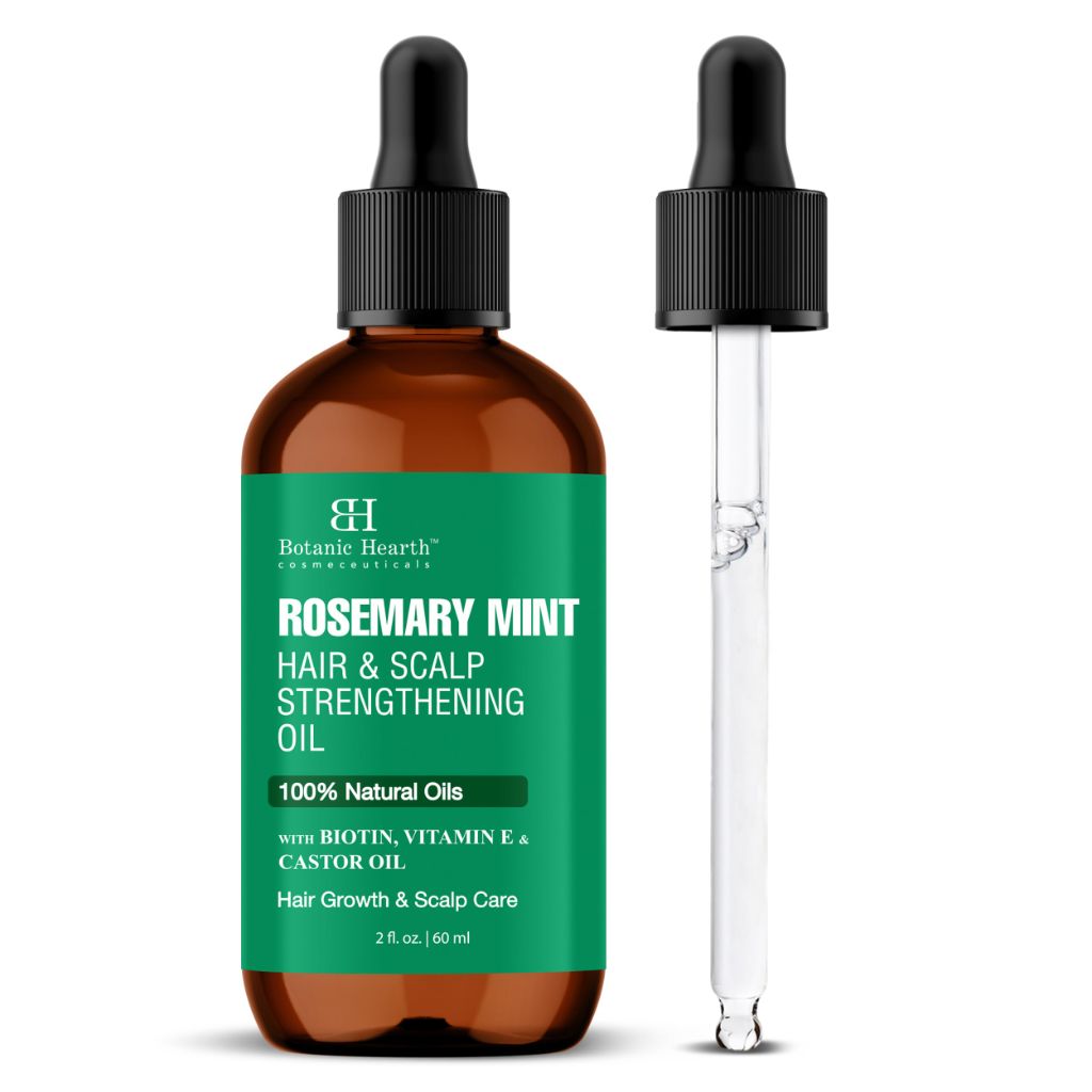 Botanic Hearth 100% Pure Rosemary Mint Oil For Hair Growth & Hair Treatment Oils 2 Fl Oz