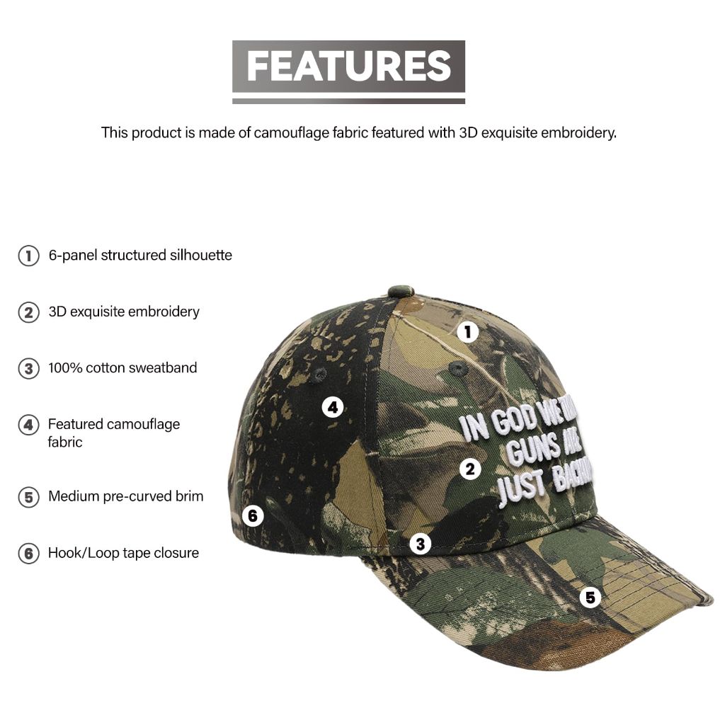 In God We Trust Guns are Just Backup Camo Country Hat for Men