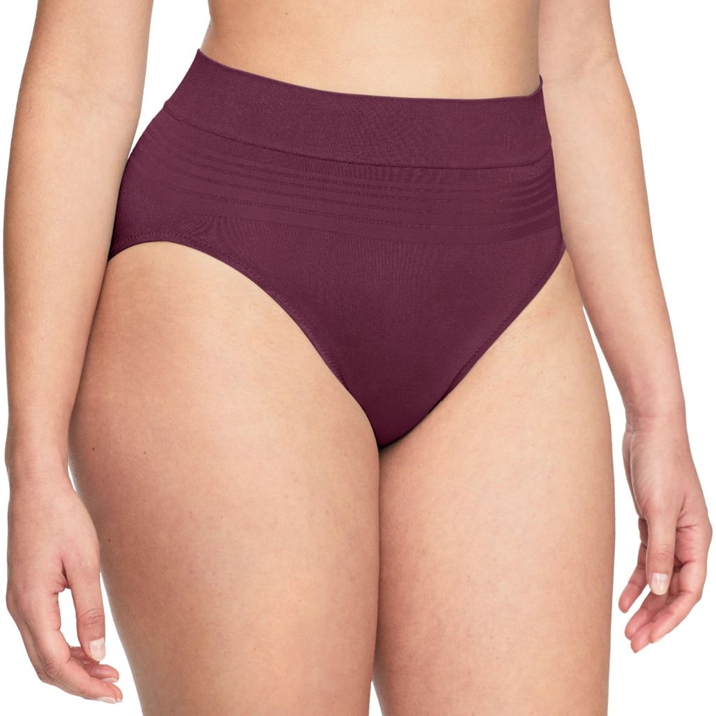 Warners Womens No Pinching No Problems® Dig-Free Comfort Waist Smooth and Seamless Hi-Cut, Burgundy, Small