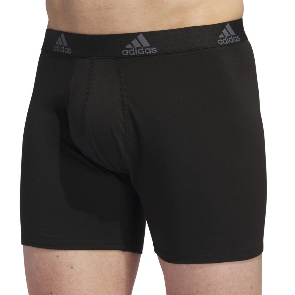 adidas Men's Stretch Cotton Boxer Briefs - Black, 4XL (3 Pair)