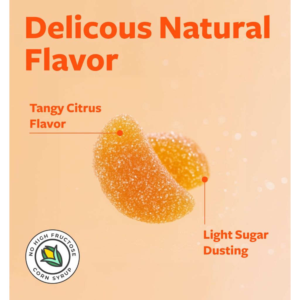 Vegan Vitamin C Gummies for Adults - 500mg per Serving - Orange Flavor (1 Month Supply)