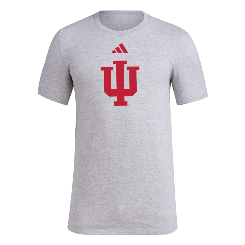 Adidas Men's NCAA Fresh Team Logo T-Shirt, Medium Grey Heather/Indiana University, X-Large