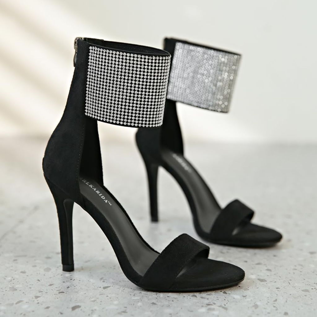 CARLKARIDA Women's High Heel Sandals Open Toe Ankle Tie Dressy Heeled Sandals for Prom, Party, Evening Events, 3.93 Inch Comfortable Thin Block Heels NH