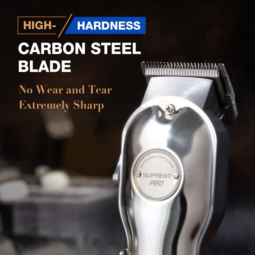 SUPRENT PRO The Silver Knight Professional Hair Clipper & Zero Gap T-Blade Trimmer Combo - Silver