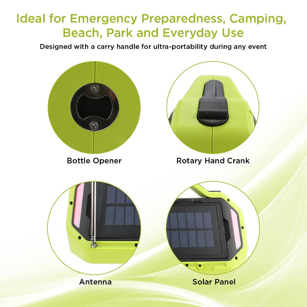 Altec Lansing StormChaser Rechargeable Emergency Radio, Portable Bluetooth Speaker, LED Camping Flashlight