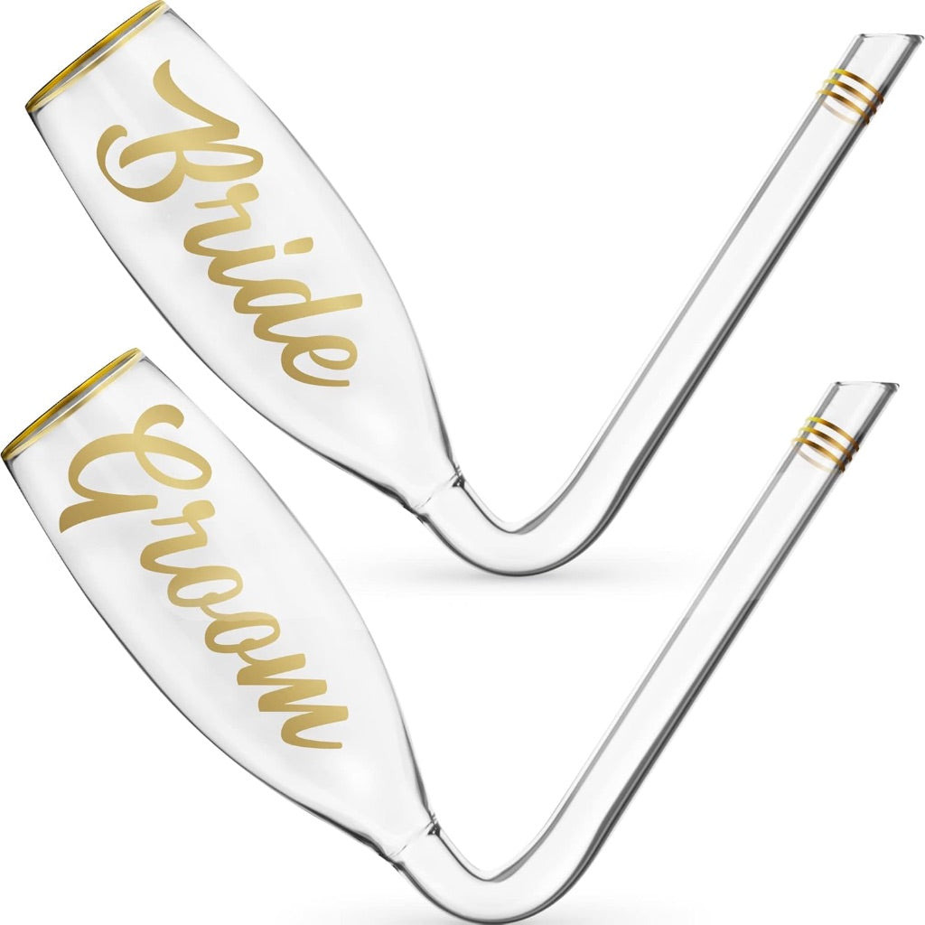 Chambong Bride and Groom Champagne Flutes (6 oz)
