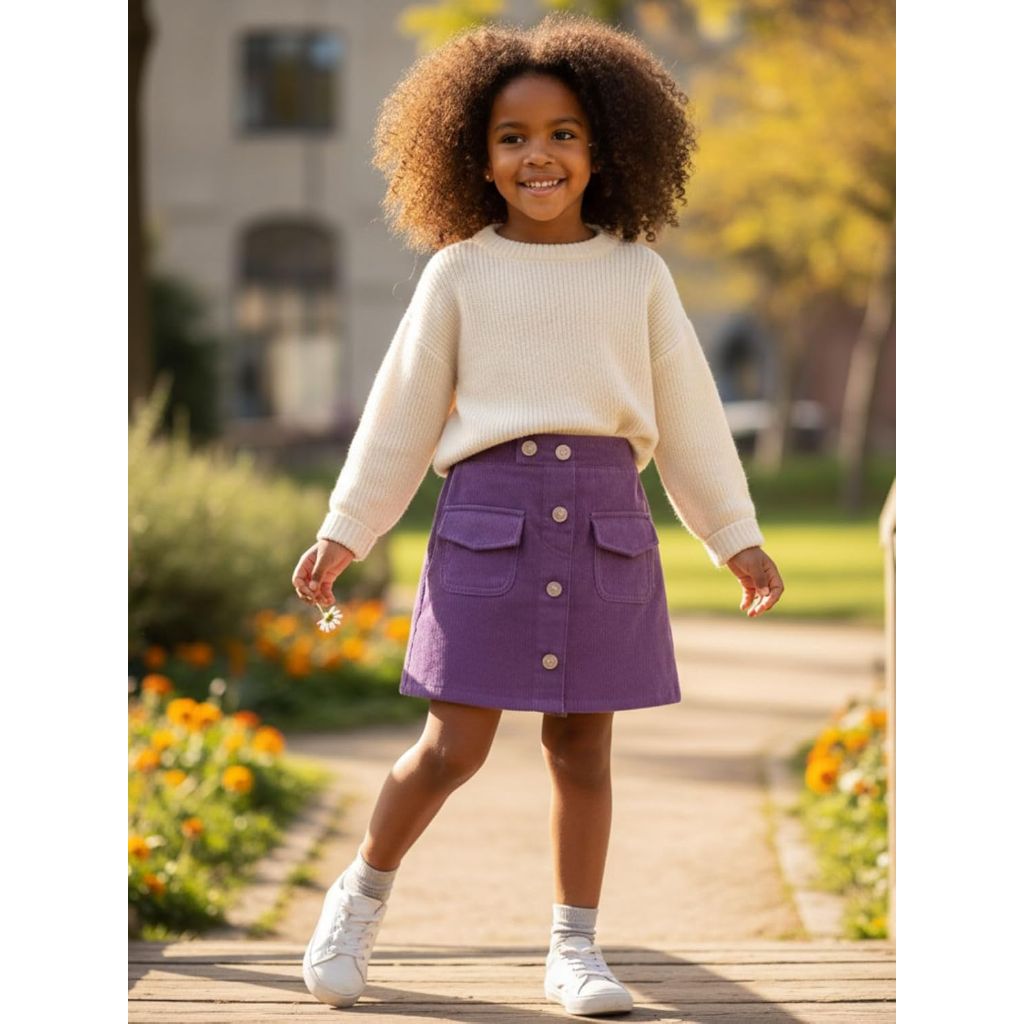 WELAKEN Girls and Toddler's Corduroy Short Mini Skirt with Pockets