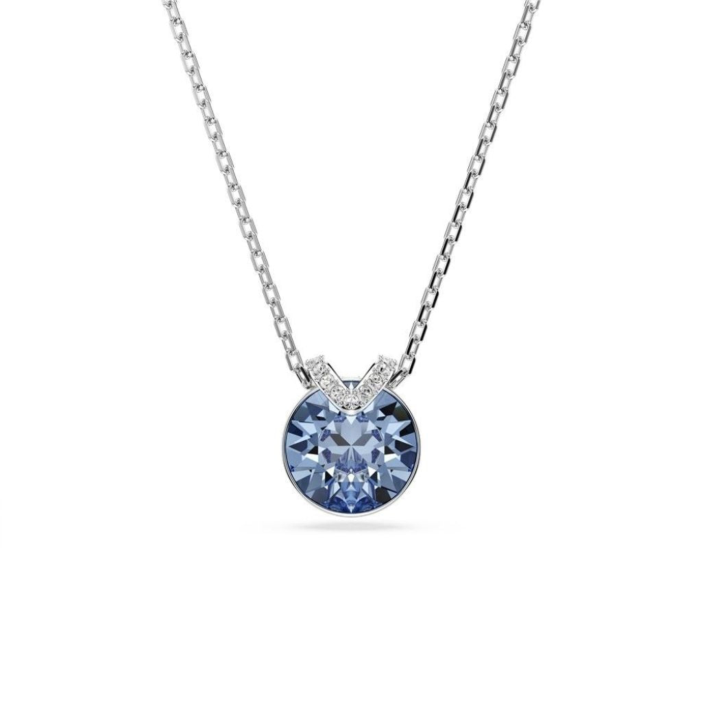 Swarovski Silver Bella V Blue Round Cut Necklace