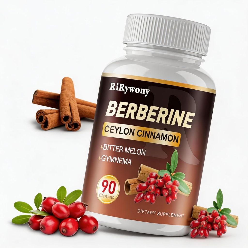 Berberine Supplement, Berberine with Ceylon Cinnamon, Bitter Melon, and Gymnama - 1500 MG, 90 Capsules