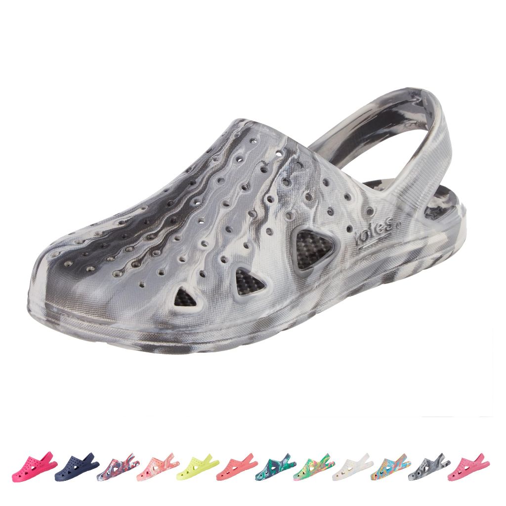 Totes Unisex-Child  Play Clog Sandals, Grey Marble-Strap, US 5-6 Little Kid