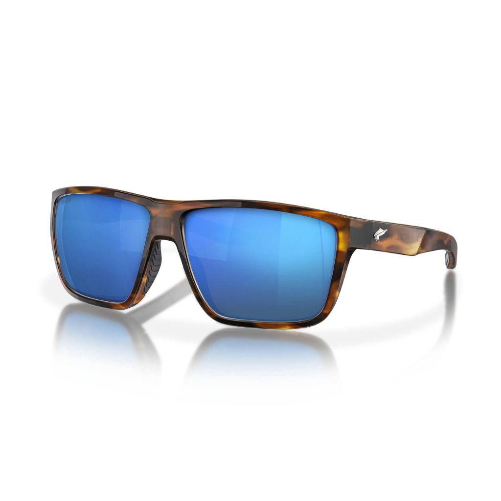 Fin-Nor Popper Fishing Sunglasses - Matte Tea Tortoise Frame, Blue Mirror (Gray Base) Glass Lens, Size M