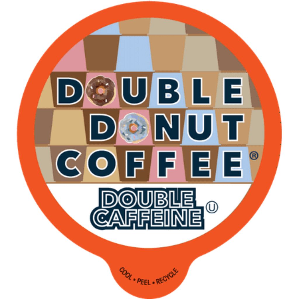 Double Donut Double Caffeine Medium Roast Coffee, for Keurig K Cups Brewers, 24 Count