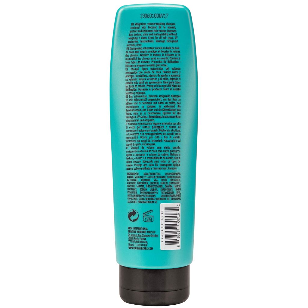 RICH Pure Luxury Volumizing Shampoo with Coconut Oil for All Hair Types - 8.45 Oz