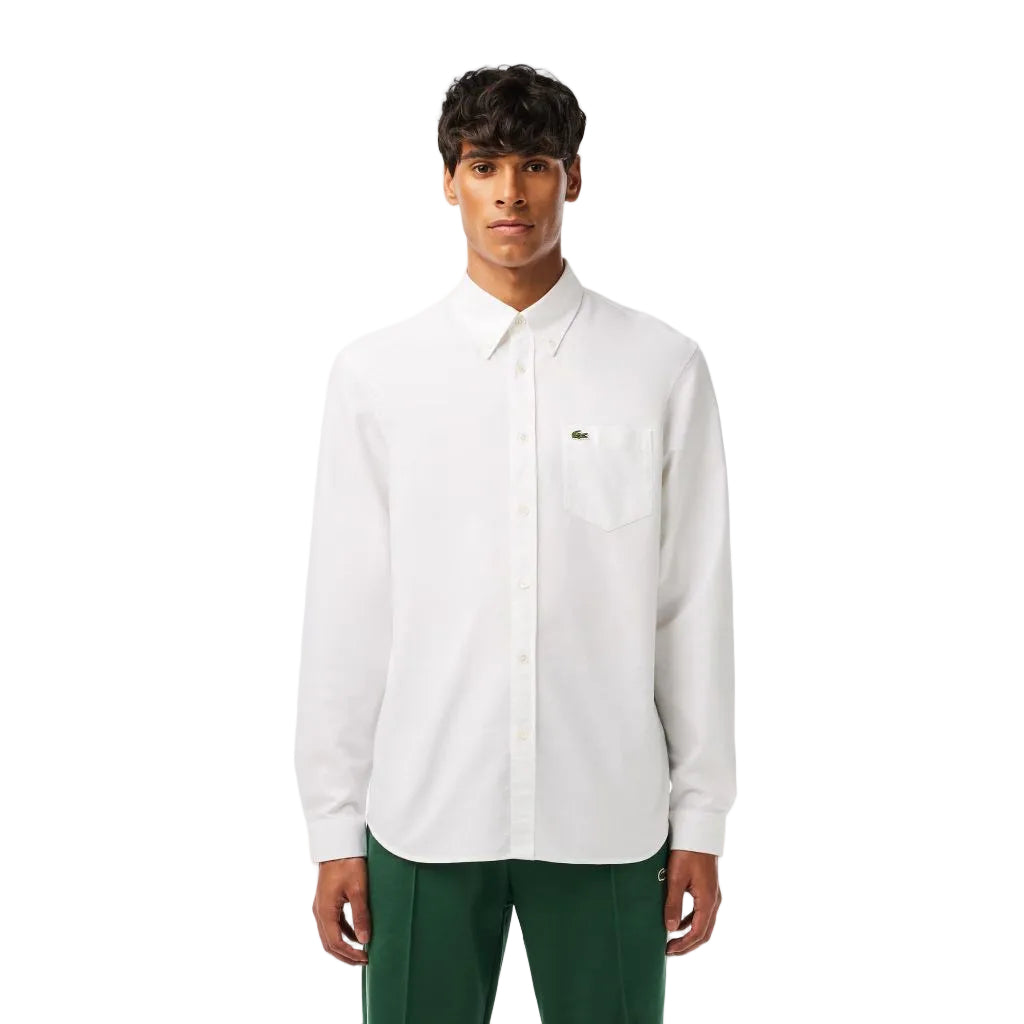 Lacoste Men's Regular Fit Oxford Shirt, White, SZ XL