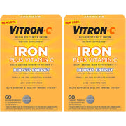 Vitron-C Iron Supplement Plus Vitamin C for Immunity Support - 60 Tablets (2 Pack)