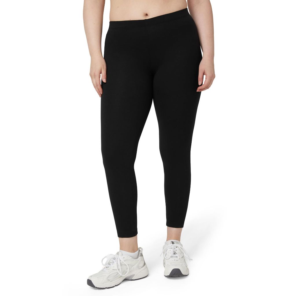 No nonsense Women's Leggings - Soft Cotton Feel, Comfortable & Perfect for Layering, Gentle Elastic Waistband - Black - XX-Large