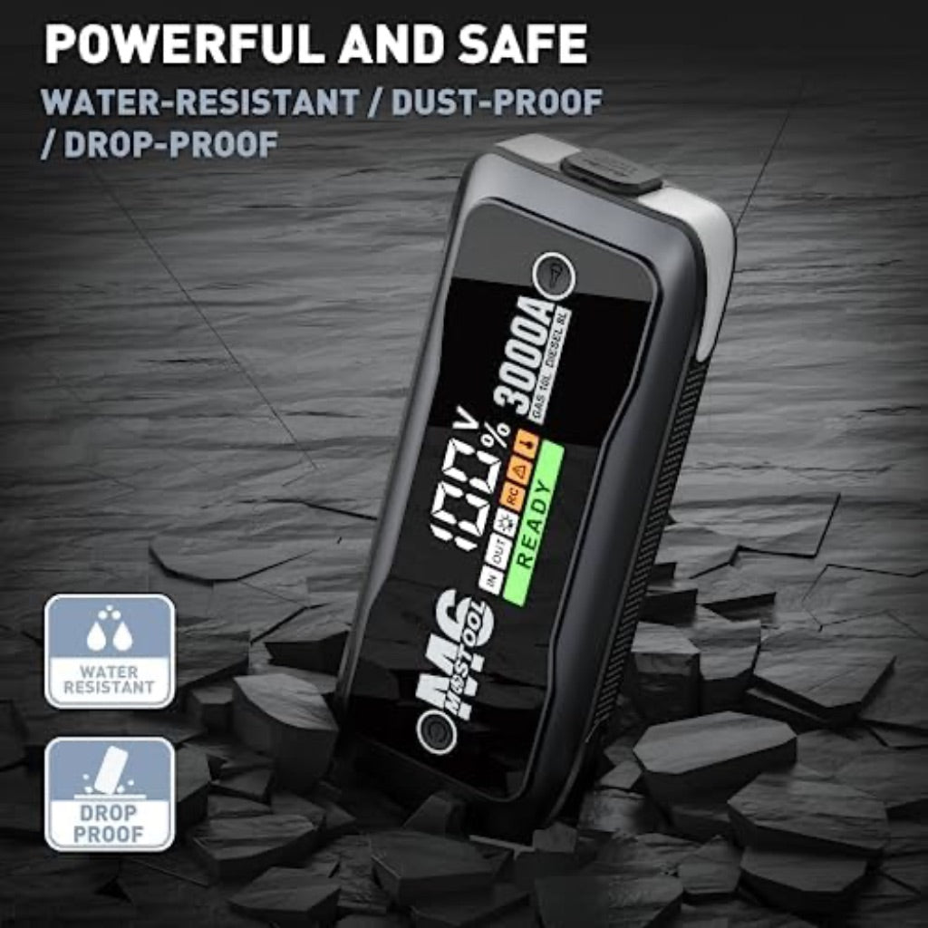 MOSTOOL M6 Car Jump Starter 3000A, 12V Portable Battery Booster with LED Display, Fits Up to 10.0L Gas and 8.0L Diesel Engines