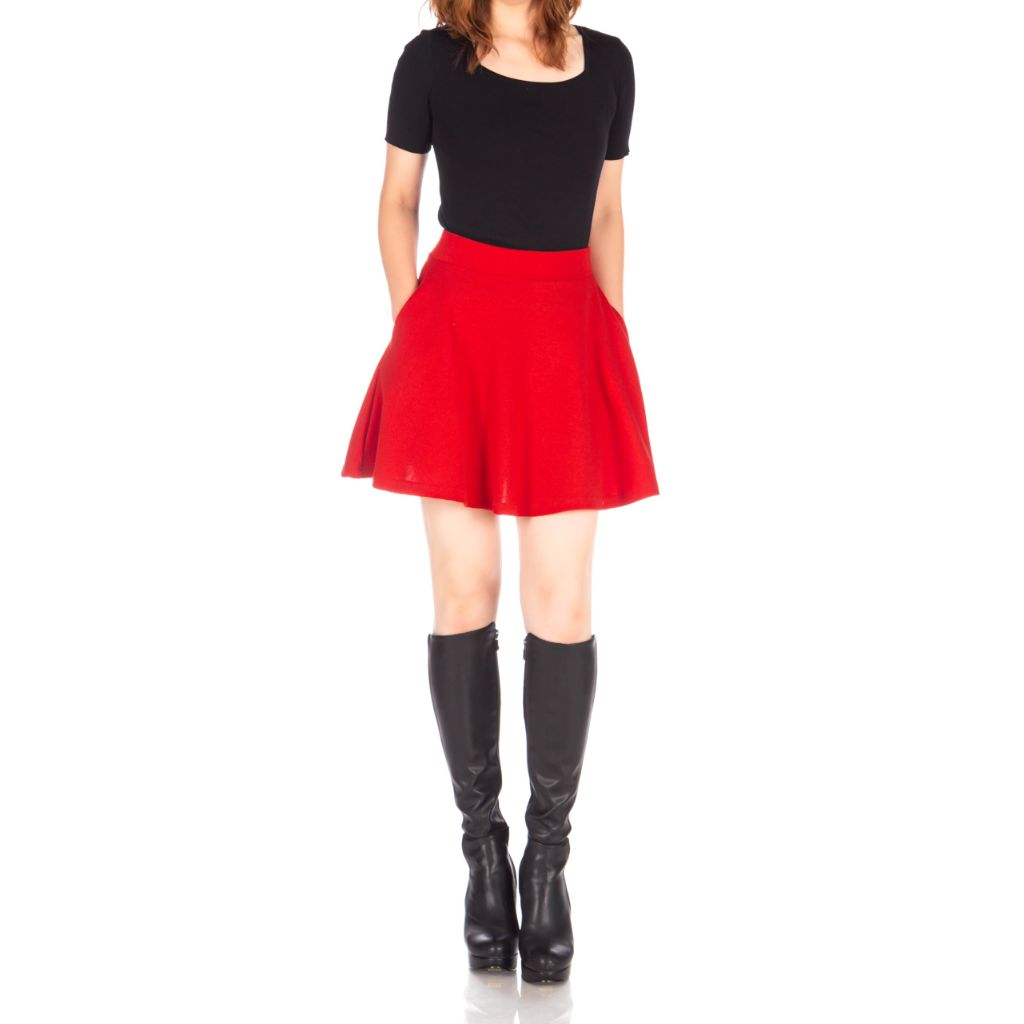 Dani's Choice Stretchy Cotton High Waist A-line Mini Skirt - Red S