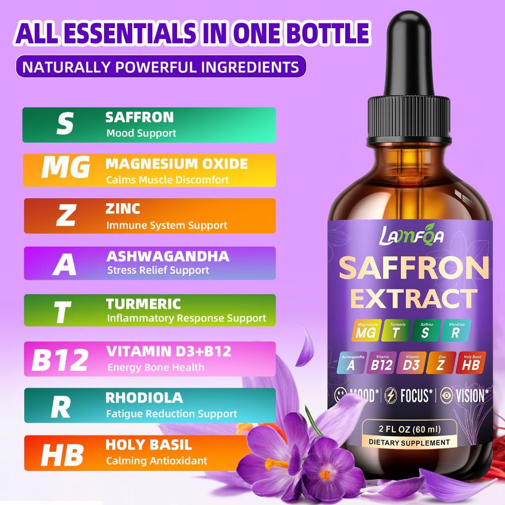 Saffron Extract for Anxiety Relief & Calm Mood Support | 2 Oz