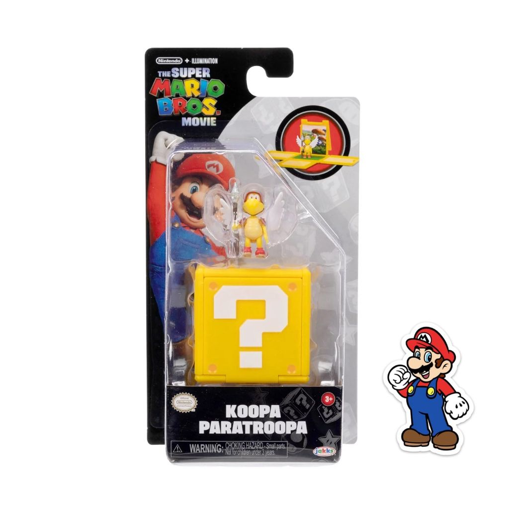 THE SUPER MARIO BROS. MOVIE 1.25 inch Mini Figure with Question Block with Sticker Combo Pack (Koopa Paratroopa para Troopa)