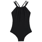Kanu Surf Girls, Jasmine Beach Sport Halter One Piece Swimsuit, Popcorn Solid Black, 6