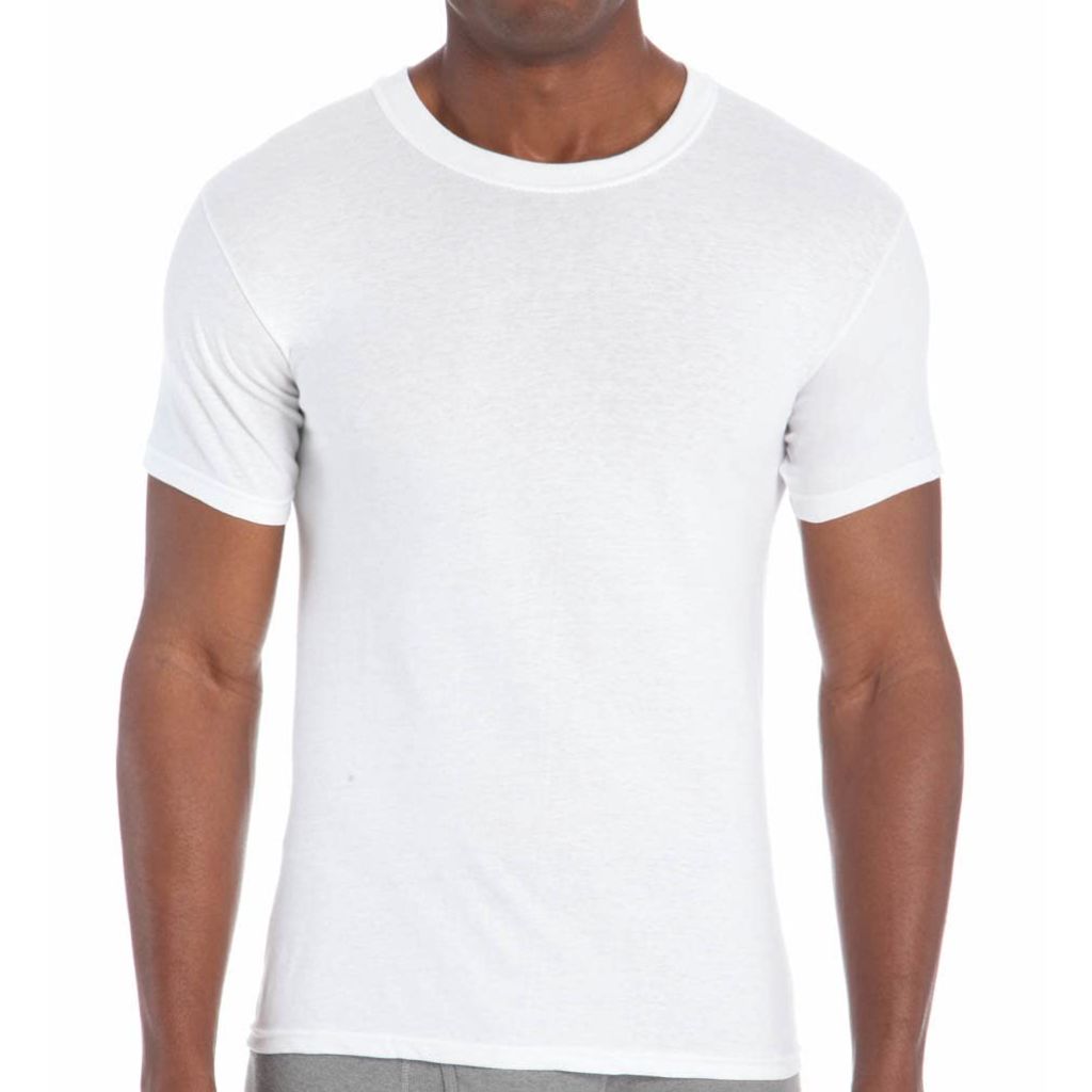 Hanes Ultimate Comfort Fit Undershirt, Men’s Crewneck Stretch-Cotton T-Shirt, 6-Pack, Large