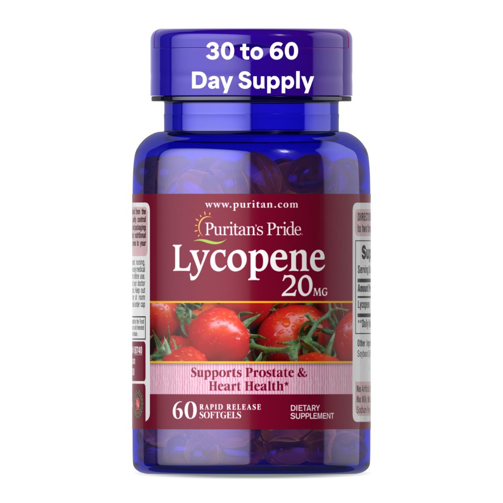 Puritan's Pride Premium Lycopene 20mg, Dietary Supplement | 1 Month Supply, 60 Rapid Release Softgels